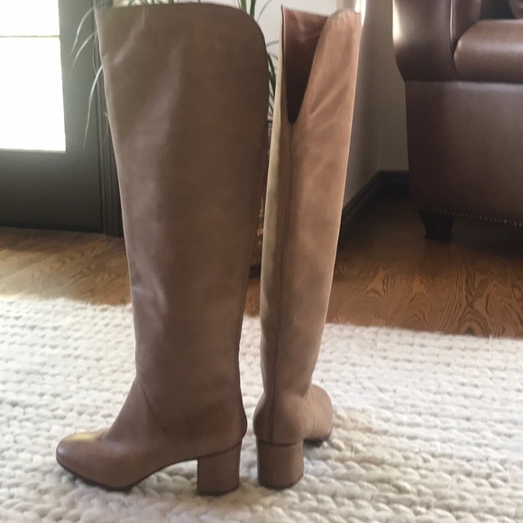 Anthropologie tan nude leather knee high boots - Picture 5 of 7